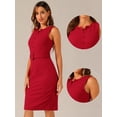 thumbnail image 2 of DARING DIVA Women's Round Neck Bodycon Sheath Sleeveless Work Dresses XS Red, 2 of 5
