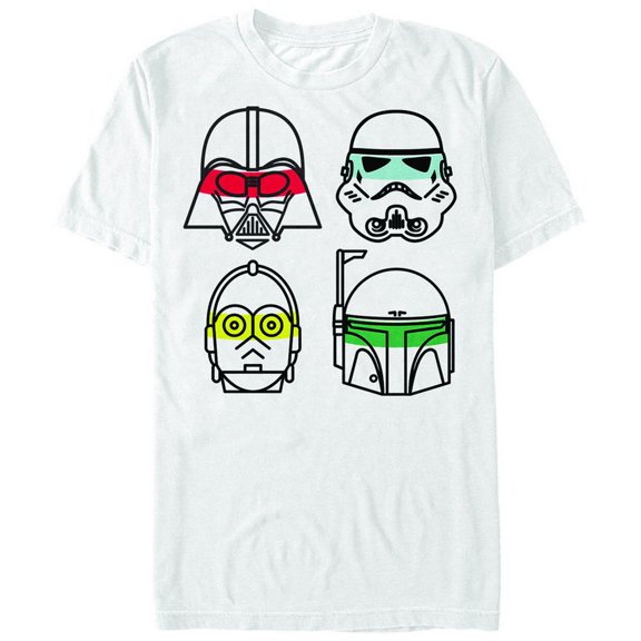 Men's Star Wars Character Lines  Graphic Tee White Small
