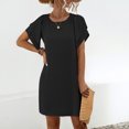 thumbnail image 6 of ShomPort Summer Work Dress for Women Fashion Ruffle Sleeve Round Neck Solid Color Mini Dresses, 6 of 8