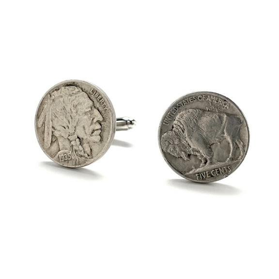 Buffalo Indian Head Nickels Cufflinks Nickels from the Old West Minted in the US from 1913-1938 Readable dates Gift for Dad America Frontier