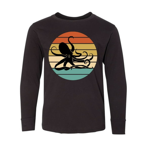 Inktastic Octopus Vintage Sunset Long Sleeve Youth T-Shirt