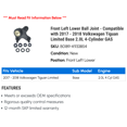 thumbnail image 2 of Front Left Lower Ball Joint - Compatible with 2017 - 2018 Volkswagen Tiguan Limited Base 2.0L 4-Cylinder GAS, 2 of 2