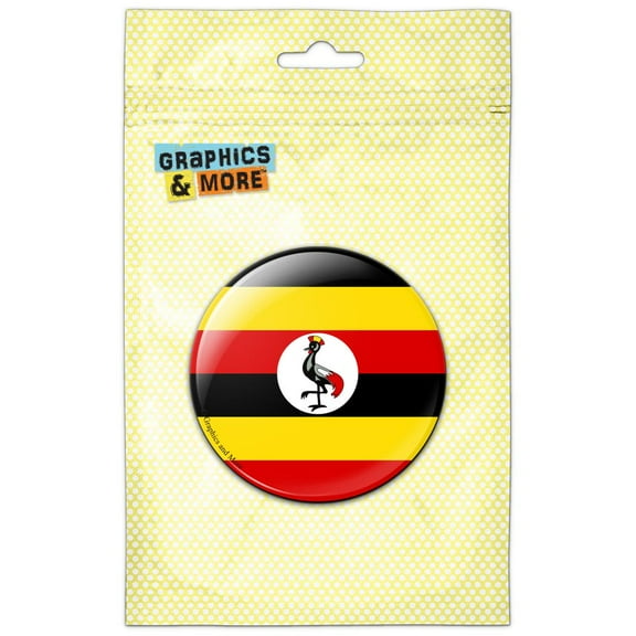 Uganda National Country Flag Pinback Button Pin Badge
