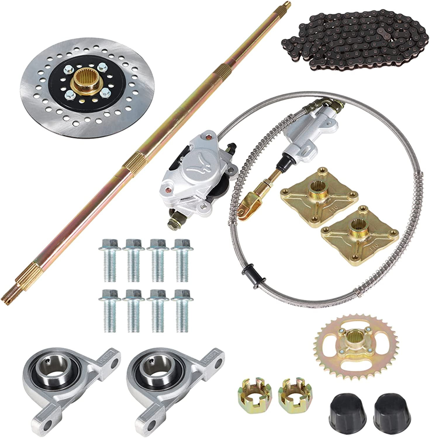 Labwork 32 Go Kart Axle Kit Alloy Rear Axle with Brake Dics +Brake