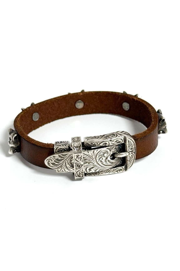 Pre-Owned Gucci Men's Wolf Anger Forest Bracelet in Silver (Good)