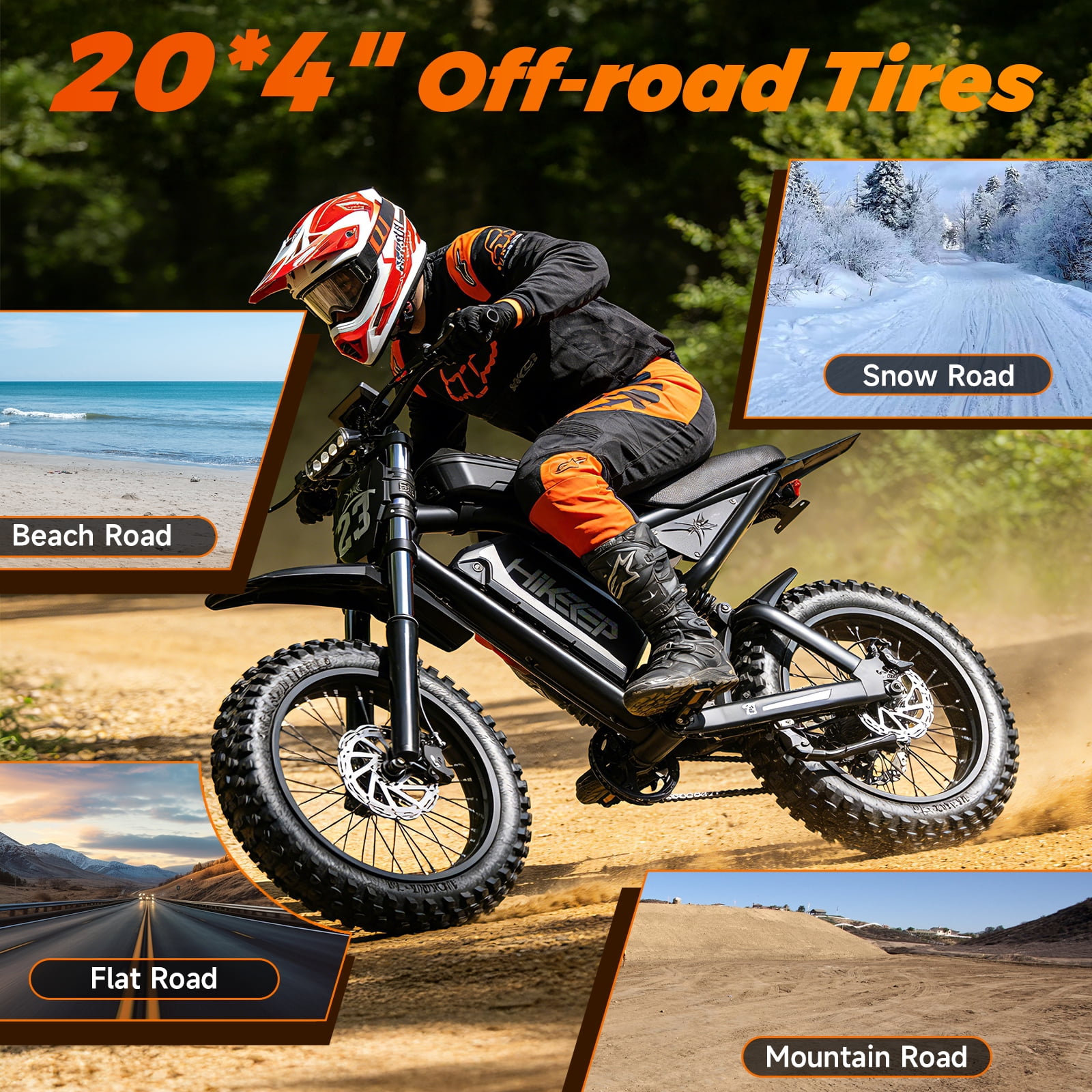 HiKeep 1500 3000W Electric Bike for Adults, Off-Road Ebike, 52V 40Ah UL 2849 Battery, 20x4 Fat Tire Dirt E-Bike, Full Suspension, Max 40 mph