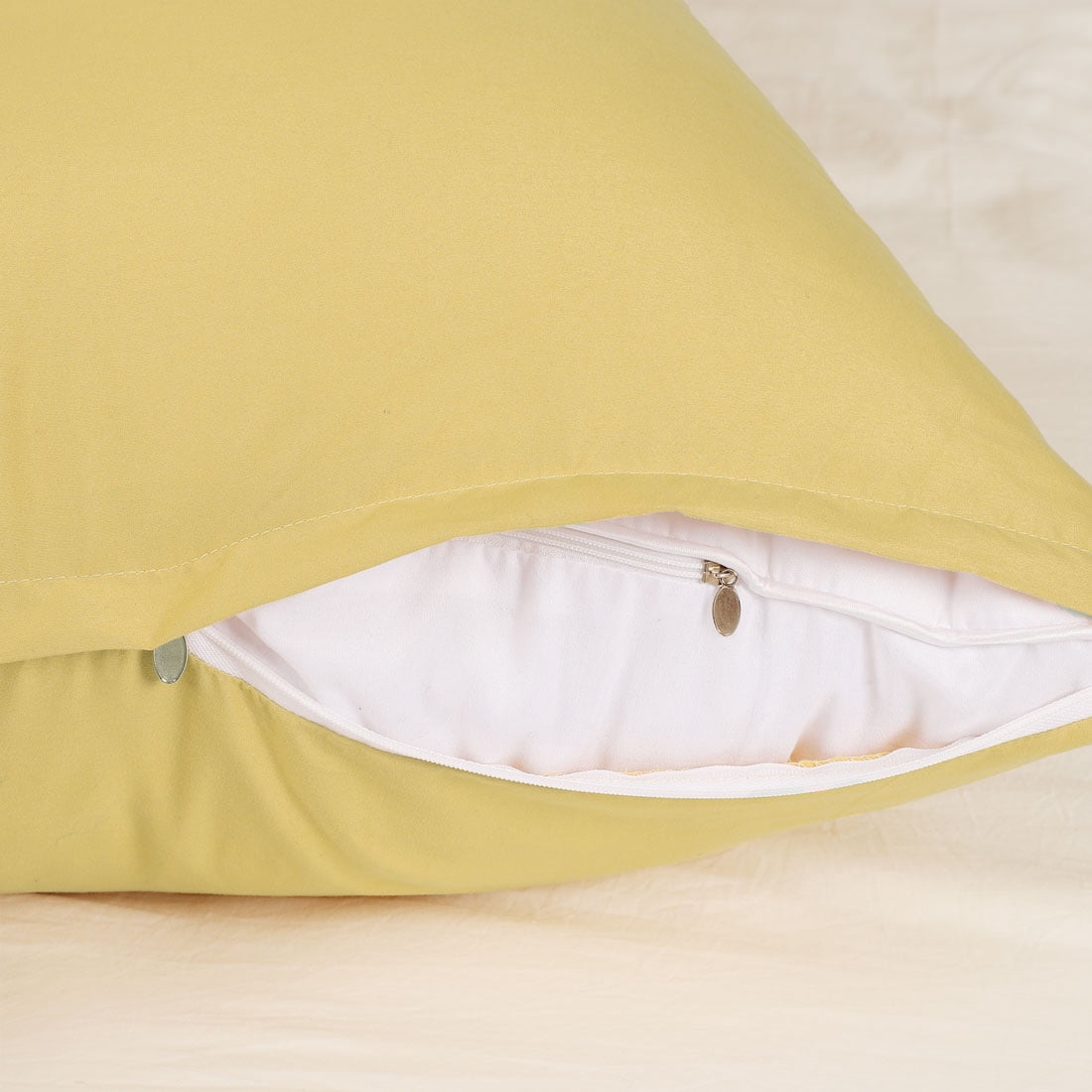 Unique Bargains Pillowcases Zippered Microfiber Body Pillow Cover Gold 20" x 54"