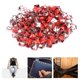 thumbnail image 2 of Rivet Stud Decorative Rivet Four Claw Rivets Leather Craft Accessories 200Pcs Square Rivets Metal Stylish DIY Shoes Bags Hats Decoration Accessories 9mm ANGGREK Fondo rojo Punto amarillo, 2 of 8