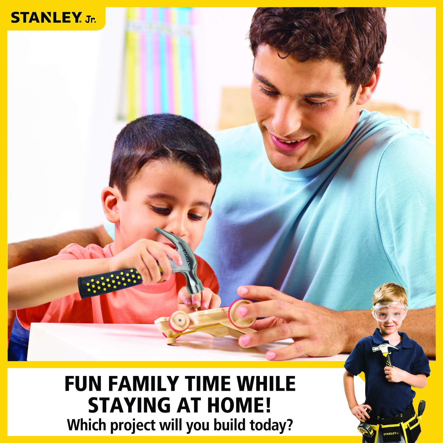 STANLEY Jr. Custom Orange Race Car - DIY Woodworking Model Kits for Kids - Easy to Assemble Race Car Building Set - Wood Race car Kit - Wooden Crafts - Paint & Decals Included