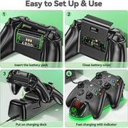 Controller Charger Station for Xbox Series/One-X/S/Elite with 2 x 4800 mWh Rechargeable Battery Packs, Charging Station Dock Stand for Xbox Controller Battery with 4 Battery Covers for Xbox Series/One