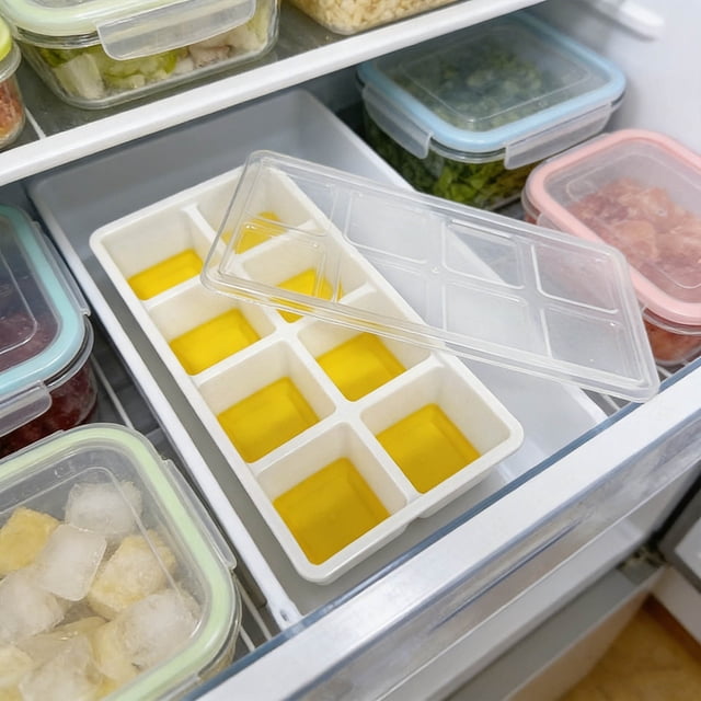EGNMCR 8 Silicone Ice Tray Press Type Soft Bottom Ice Maker With Lid Food Freezer ice cube tray