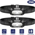 thumbnail image 1 of Linterna frontal LED, 2 linternas frontales livianas, linterna frontal impermeable recargable por USB súper brillante para acampar, pescar, correr, trotar, caminar, leer, trabajar, 1 of 5