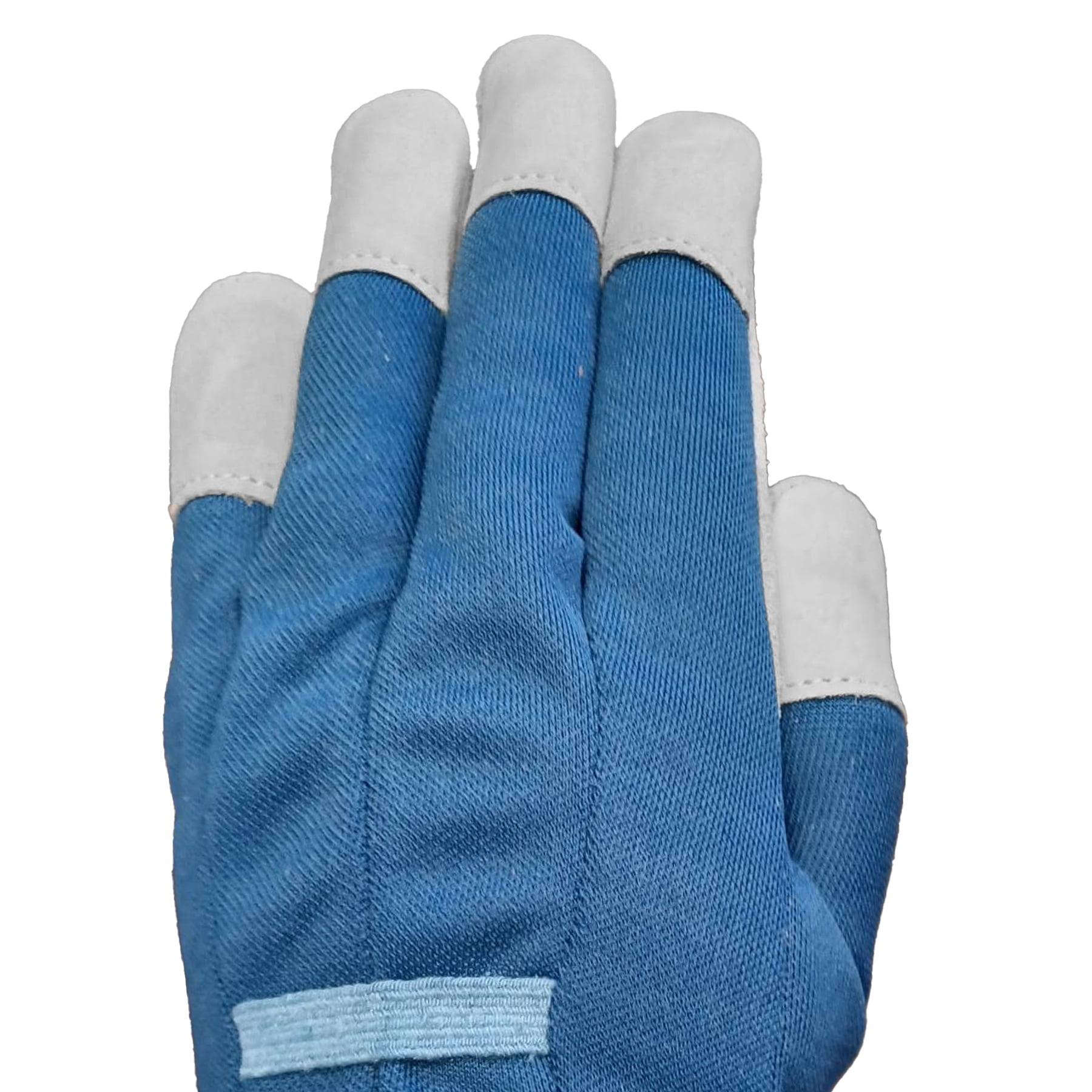 Expert Gardener Ladies Leather Glove with Navy Canvas Back and Knit Wrist, Small