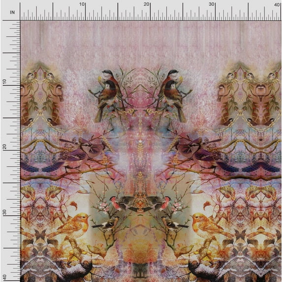 Soimoi Modal Satin Fabric Sparrow Panel Fabric Prints by Yard 42 Inch Wide