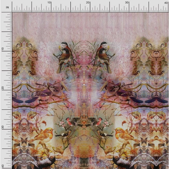 Soimoi Cotton Duck Fabric Sparrow Panel Print Fabric by Yard 42 Inch Wide