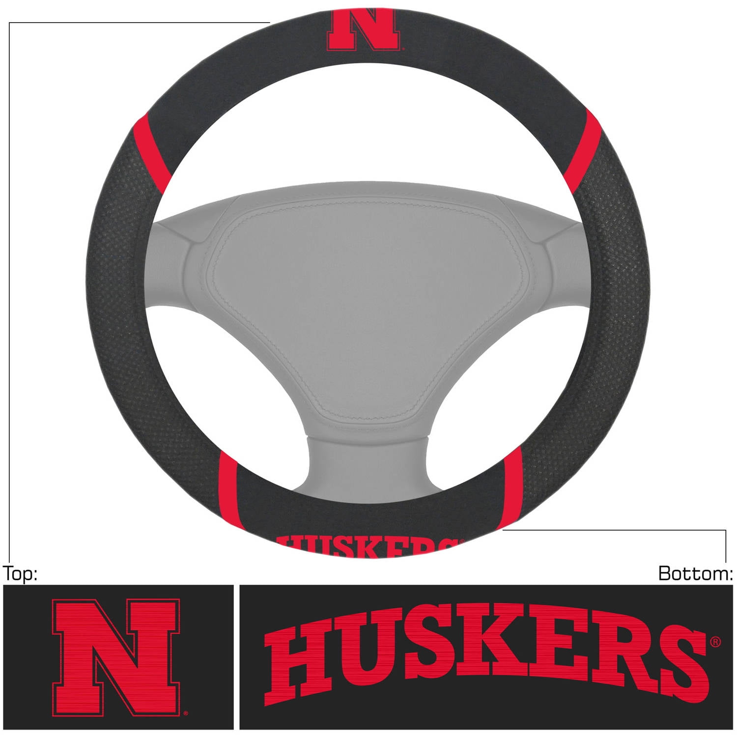 Nebraska Cornhuskers Premium Rubber Grip Black Steering Wheel Cover University of Inc Rico Industries 