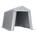 thumbnail image 2 of Outdoor Storage Shed, 7 x 12 ft Portable Storage Tent with Roll-up Door & Vents, Waterproof Canopy Shed Shelter, Heavy Duty Frame, Patio Garage Carport for Motorcycle, Lawn Mower, Bike, Grey, 2 of 7