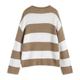 thumbnail image 5 of Sweater for Women Stripe Color Block Ribbed Knitted Long Sleeve Crewneck 2025 Fall Outfits Khaki, 5 of 5