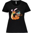 thumbnail image 3 of Inktastic Easter Cute Snake with Basket and Bunny Ears Women's Plus Size T-Shirt, 3 of 5