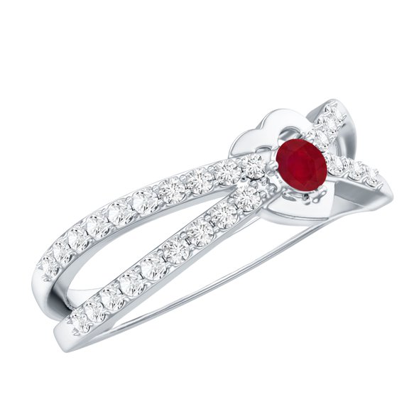 Rosec Jewels Lab Created Diamond Infinity Promise Ring with Lab Created Ruby - Minimalist Ring Ready to Gift for Valentines, 925 Sterling Silver, US 4.00