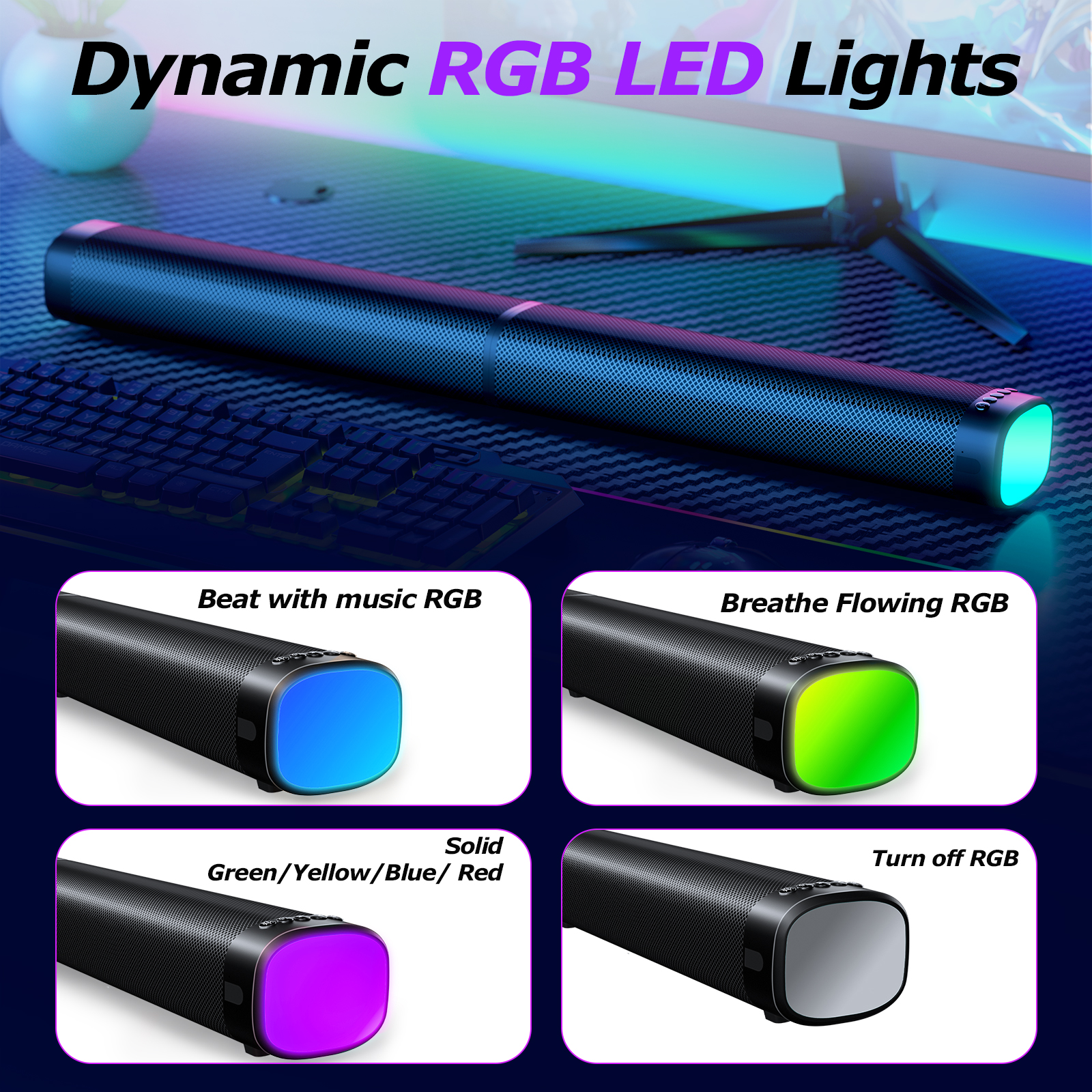 POTILAE 100W Soundbar with RGB Lighting and Detachable Speakers photo 6
