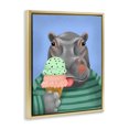 thumbnail image 3 of Stupell Industries Hippo And Ice Cream Cone Gold Framed Floater Canvas Wall Art design by Jilly Jack Designs, 21 x 17, 3 of 9