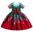 thumbnail image 3 of Girls Christmas Costume Holiday Dress Santa Claus Elf Printed Xmas Eve Party Outfits, 3 of 5