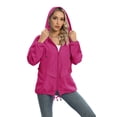 thumbnail image 4 of Rain Jackets for Women Full Zip Lightweight Hooded Stylish Coats Waterproof Fashionable Color Block Jacket, 4 of 8