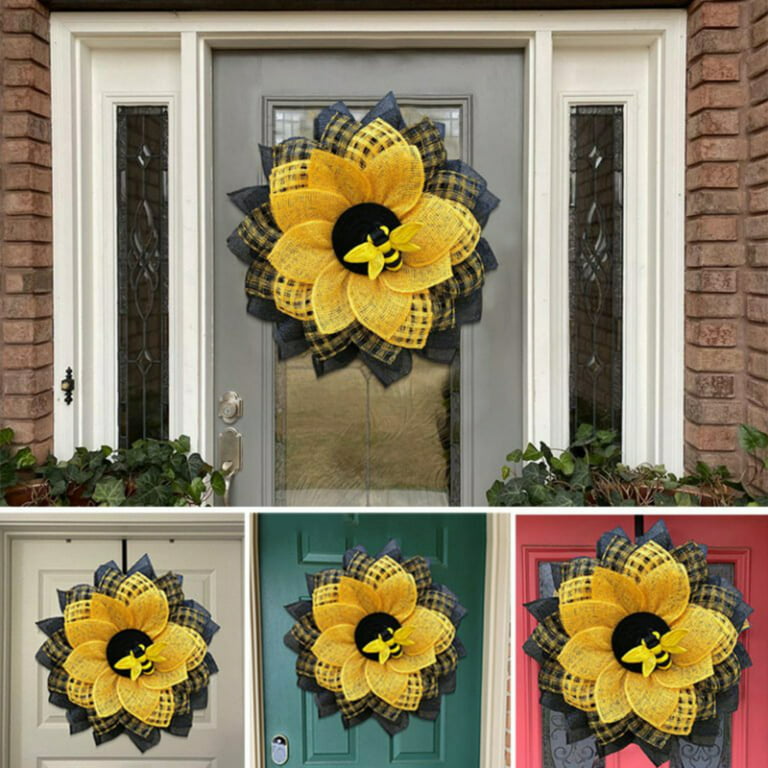 Every Day Wreath Front Door, Burlap Deco Mesh Wreath, All Year Round Door  Hanger, All Occasion Wall Hanger, Welcome Door Wreath with Lemons