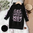 thumbnail image 6 of PatPat Girls Dresses Pullover Fleece Letter & Leopard Print Black Hooded Sweatshirt Dress Sizes 5-12, 6 of 7