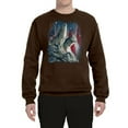 thumbnail image 2 of Howling Wolves into the Night Sky with Stars and Stripes | Mens Animal Lover Crewneck Graphic Sweatshirt, Brown, 2XL, 2 of 3