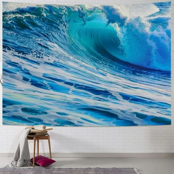 Shiartex Ocean Wall Tapestry, Ocean Huge Wave Aesthetic Bedroom Tapestry Blue Tapestires Ocean Tapestry Wall Hanging for Large Living Room Wall Hanging Decor Cover Backdrop Wall Blanket 40x30inch
