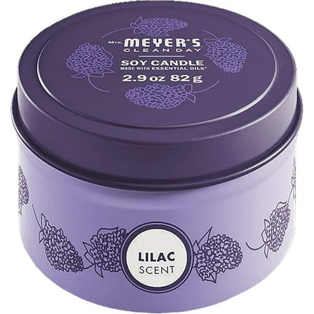 Mrs. Meyer's Clean Day Lilac Small Tin Soy Candle - 1 Wick, Scented - 2.9 oz