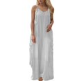thumbnail image 1 of TINZ Womens Jumpsuits Overalls Button V Neck Sleeveless Wide Leg Long Pant Solid Color Rompers With Pockets Long Sleeve Turtle Neck plus Size Jumpsuit for Women, 1 of 7