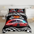 thumbnail image 2 of Homewish Race Car Full Size Comforter Sets,Speed Extreme Sport Bedding Comforter Set,Classic White Black Checkered Bedding Sets For Boys,Luxury Bedroom Decor Reversible,3 Pieces, 2 of 8