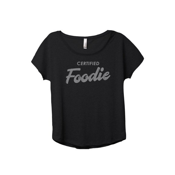 Certified Foodie Women's Fashion Slouchy Dolman T-Shirt Tee Heather Black X-Large
