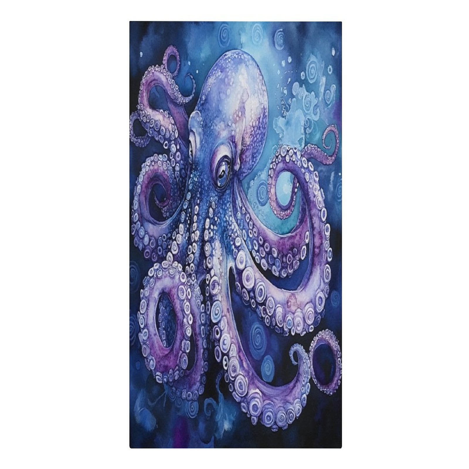 MaSiledy Beach Towels Watercolor Octopus Nautical Coastal Personalized Beach Towels Microfiber Absorbent Quick Dry Octopus Decor Microfiber Sand Free for Kids Adults 30x60 inch