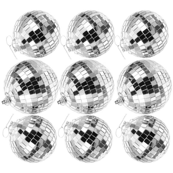 GOOHOCHY  9 Pcs Decorative Ball Disco Party Decorations Mirror Balls Light Silver