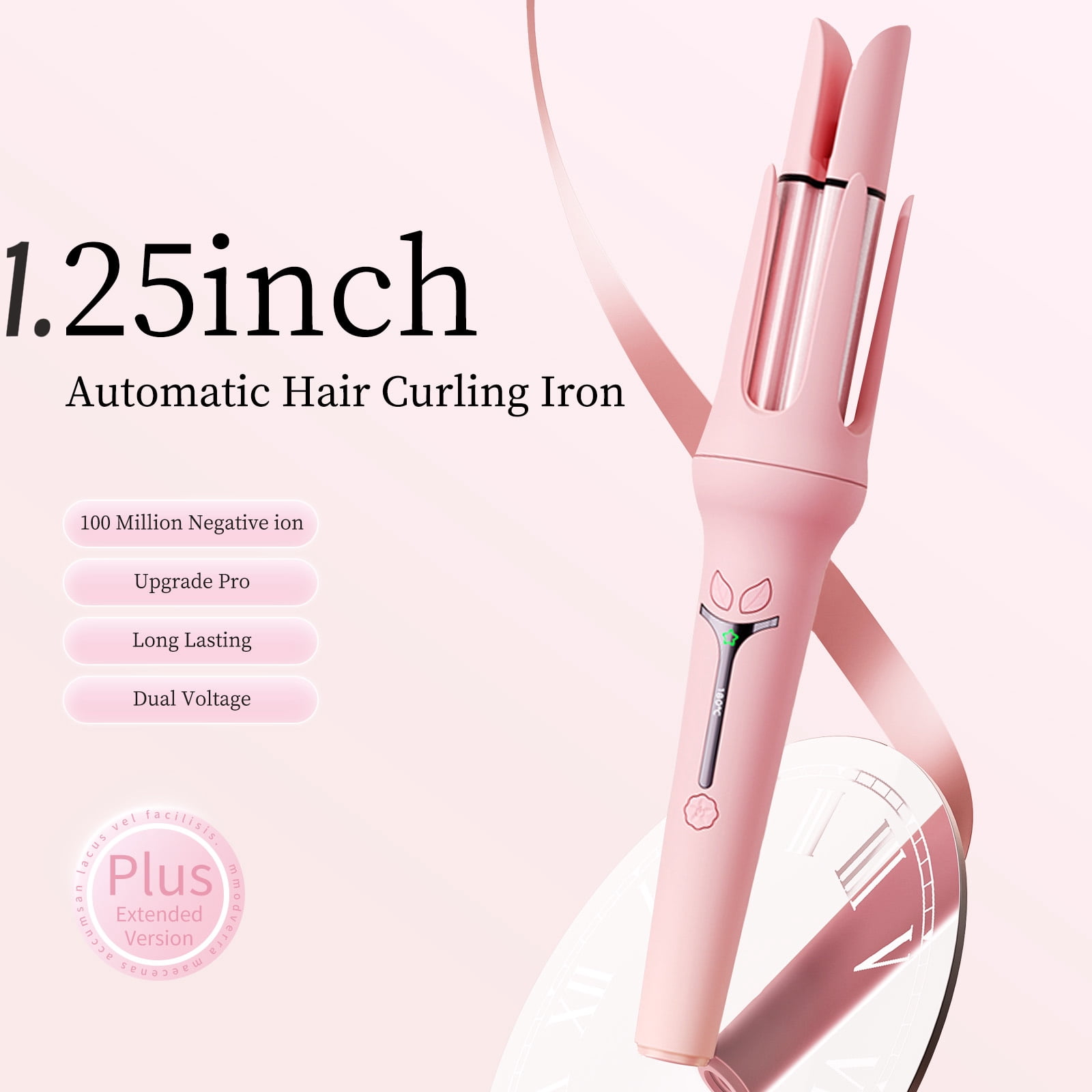 Auto Hair Curler,Rotating Curling Iron 1.25 inch, 4 Temps,Fast & Smooth Curls Lightweight & Purple
