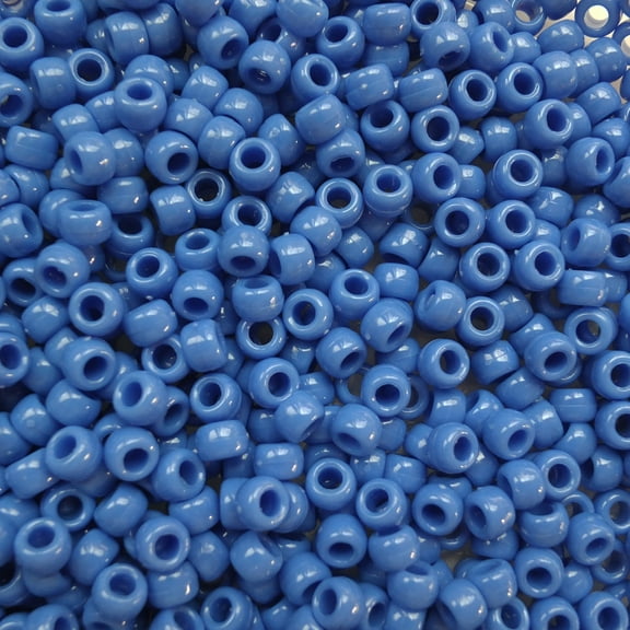 Pony Beads Dark Periwinkle Blue Opaque Crow Beads 6x9mm Large Hole Made in USA