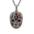thumbnail image 1 of Men's USA Hip-hop ICED Out Rapper MASK Bling Diamond Pendant Trend Rapper Jewelry Cuban Rope Chain Necklace Silver, 1 of 4
