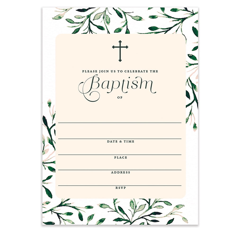 Elegant Baptism Invitations ( Pack of 50 ) Large 5x7" Fill In Blank