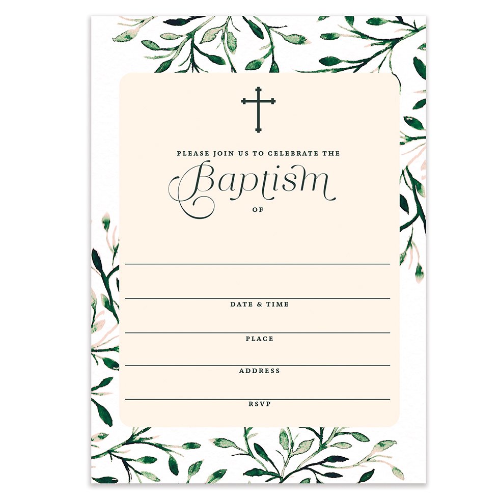 Elegant Baptism Invitations ( Pack of 50 ) Large 5x7" Fill In Blank