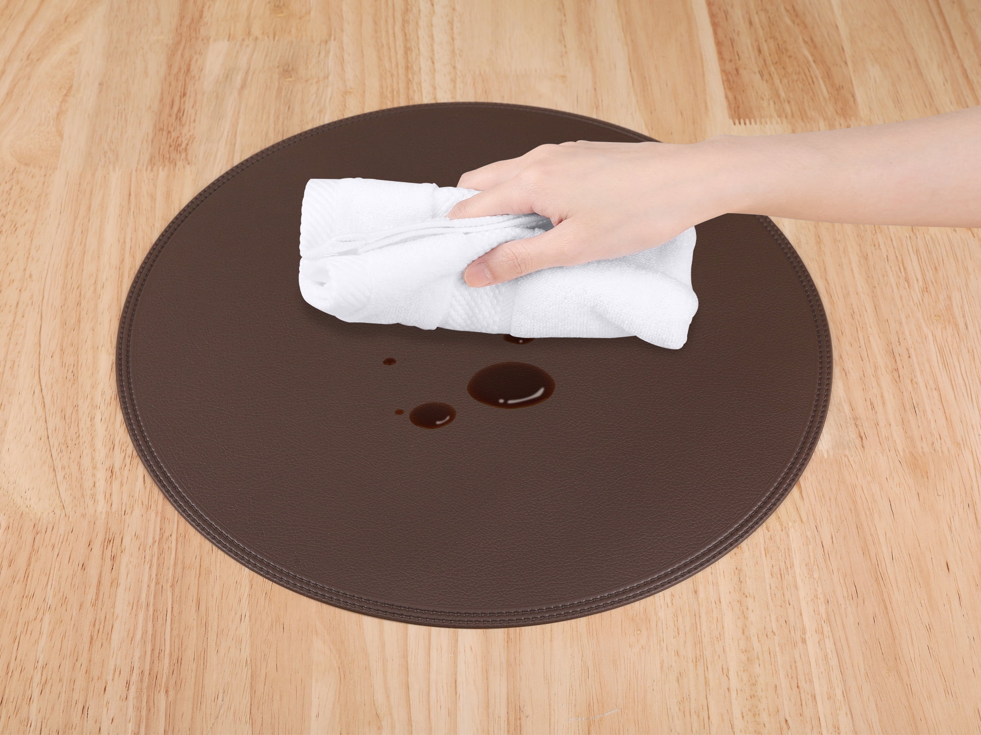Unique Bargains Set of 6 Faux Leather Placemats Coffee