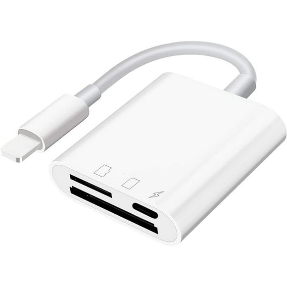 SD Card Reader for iPhone iPad,Micro SD Card Reader Memory Card Reader, Portable Trail Camera SD Card Adapter,Simultaneous Charging and Reading, Plug and Play