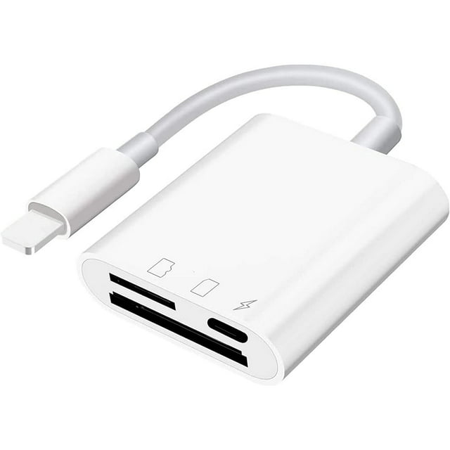 SD Card Reader for iPhone iPad,Micro SD Card Reader Memory Card Reader, Portable Trail Camera SD Card Adapter,Simultaneous Charging and Reading, Plug and Play