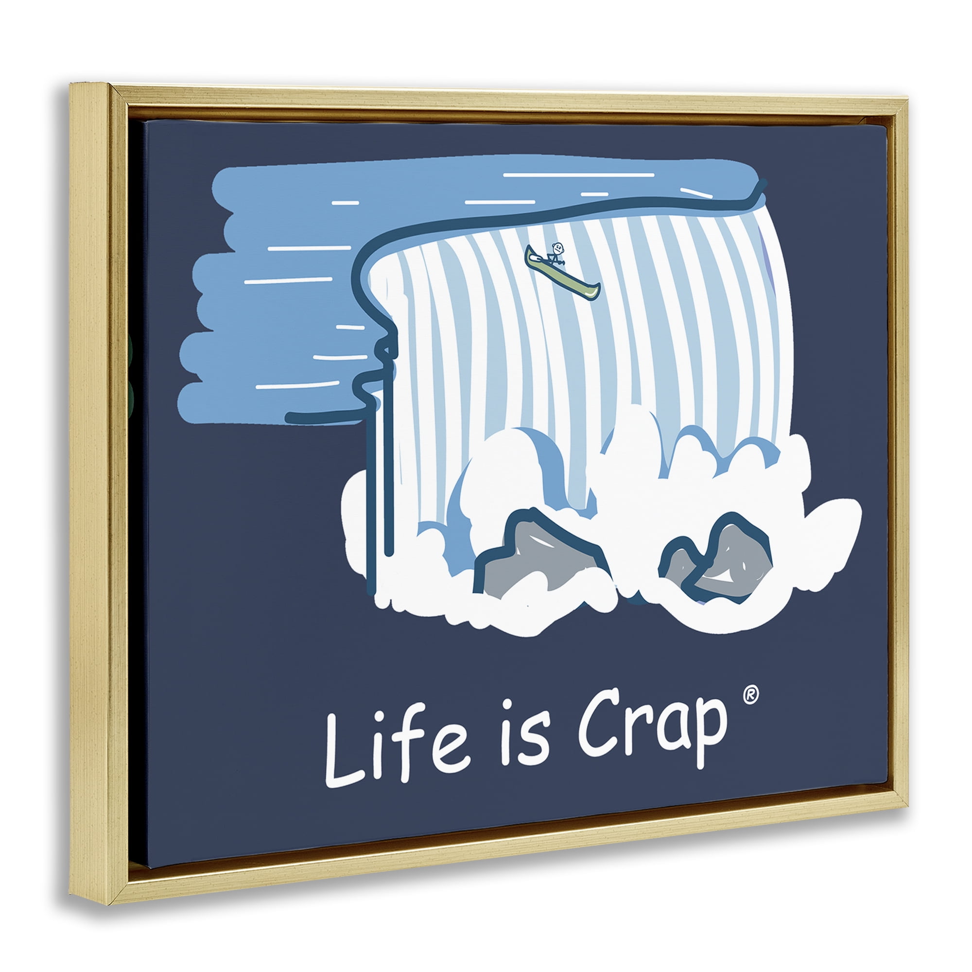 Stupell Industries Funny Canoe Falls Novelty & Humor Painting Gold Floater Framed Canvas Art Print Wall Art, 21 x 17