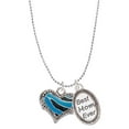 thumbnail image 1 of Delight Jewelry Silvertone Hot Blue Tiger Print Heart Best Mom Ever Charm Necklace, 1 of 4