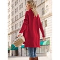 thumbnail image 6 of Women's Turtleneck Oversized Sweaters Long Batwing Sleeve Spilt Hem Tunic Pullover Knit Tops, 6 of 13