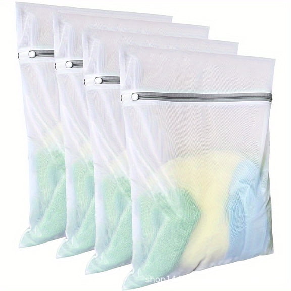 XL Large Mesh Laundry Bags 4 Pack 20x24 Inches Honeycomb Mesh Wash Bags for Delicates Clothes Sweater Coats Stuffed Toys Blanket White